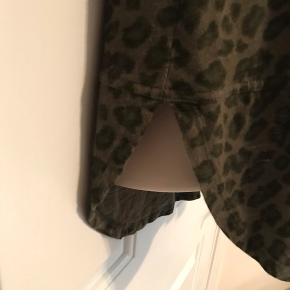 Olive green leopard print button down blouse - Picture 3 of 3